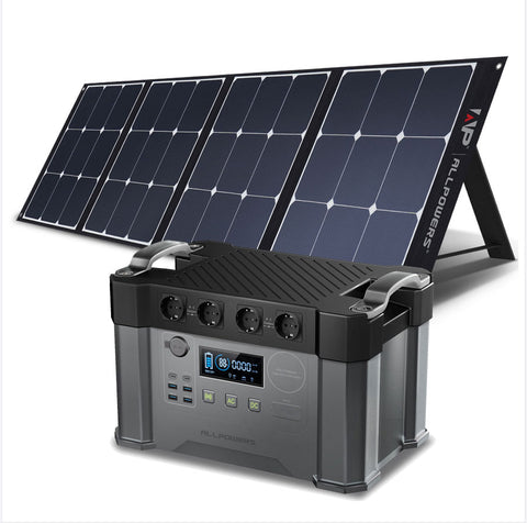 Portable Generator 110/220V Power Station 2000W/700W Emergency Power Supply With 200W Monocrystalline Solar Panels